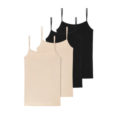 Afbeelding van Schiesser 4PACK Hemd, Dames, Maat: 36, Beige schwarz