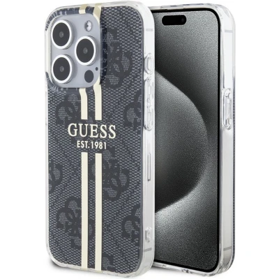 Afbeelding van Guess 4G Gold Stripe Back Case Apple iPhone 15 Pro (6.1&quot;) Zwart
