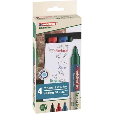 Afbeelding van edding 31 EcoLine flipchart marker set van 4 assorti