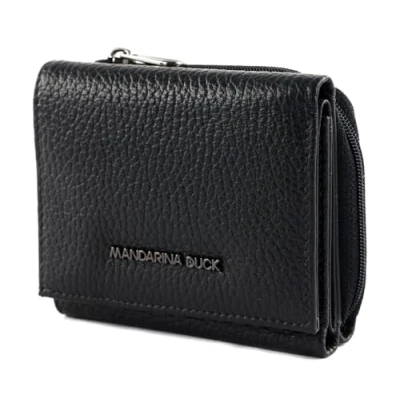 Afbeelding van MANDARINA DUCK Leren Portemonnee Mellow Wallet Nero Zwart