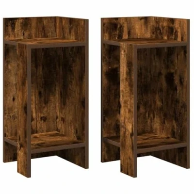 Afbeelding van vidaXL Bijzettafels 2 st met plank 25,5x27x60 cm gerookt eikenkleurig