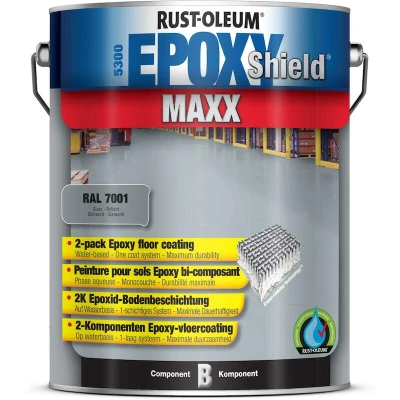 Afbeelding van Rust Oleum EPOXYSHIELD MAXX 2K Epoxy Vloercoating Staal grijs RAL7001 5 liter Blik