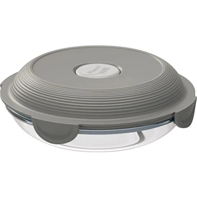 Afbeelding van Maped Picnik Ontbijtbord van glas met waterdicht deksel Voedseldoos Magnetron , Oven en Vaatwasserbestendig 700 ml Grijs