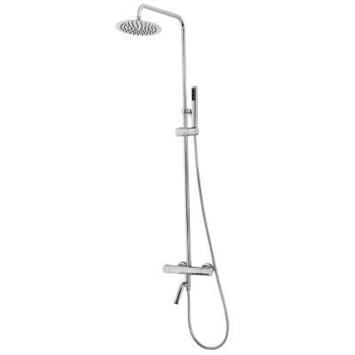 Afbeelding van Wiesbaden Caral eco thermostatische bad regendoucheset opbouw chroom