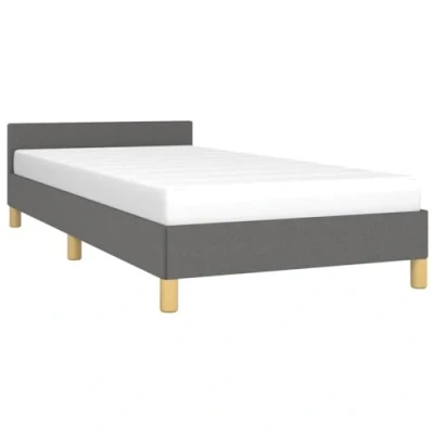 Afbeelding van vidaXL Bedframe met hoofdeinde, donkergrijs, 90 x 190 cm, stof