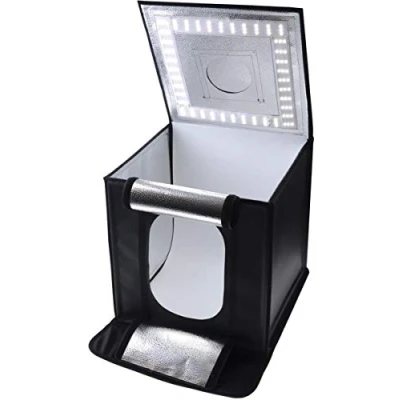 Afbeelding van Caruba Portable Lightbox Fotostudio Dimbaar LED 70x70x70cm 4 Achtergronden