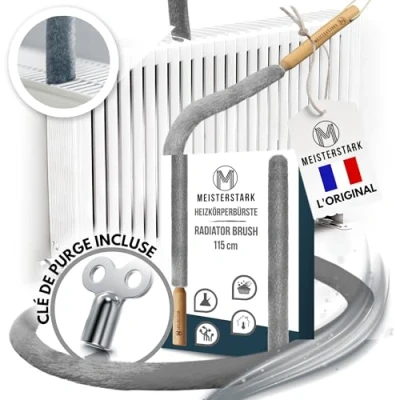 Afbeelding van l&#039;ORIGINAL Brosse Radiateur Longue 115cm I pour sans Rayures Plumeau avec Housse Flexible et Lavable de Nettoyage Un Air Ambiant Agréable (Gris)