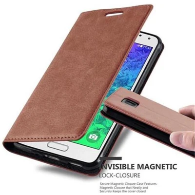 Afbeelding van Cadorabo Hoesje geschikt voor Samsung Galaxy ALPHA in CAPPUCCINO BRUIN Beschermhoes met magnetische sluiting, standfunctie en kaartvakje Book Case Cover Etui