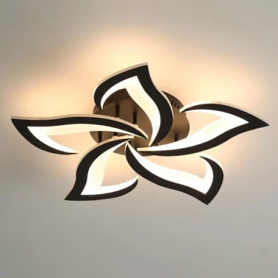 Afbeelding van Comely Led plafondlamp, 60 W, 6750 lm, moderne woonkamerkroonluchter, voor woonkamer, slaapkamer, keuken, eetkamer, warm wit licht, 3000 K, dia cm, zwart
