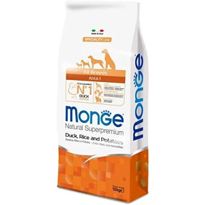 Afbeelding van Monge Superpremium All Breeds Adult Eend, Rijst &amp; Aardappel 12 kg