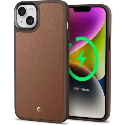 Afbeelding van Spigen Cyrill Kajuk Mag Hoesje geschikt voor Apple iPhone 14 Plus Back Cover met Magnetische Ring Bruin