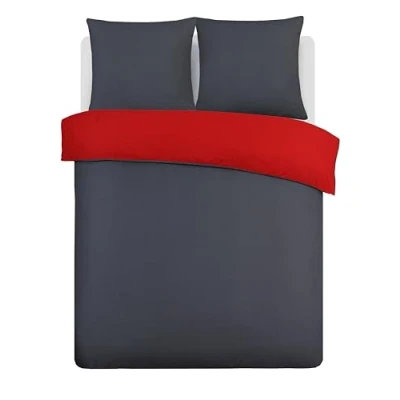 Afbeelding van Vision Omkeerbaar dekbedovertrek Grijs / Rood, 155 x 220 cm, 100% katoen