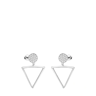 Afbeelding van SOFIA MILANI 925 sterling zilveren oorbellen driehoekige 20498 zilver zirkonia, zilver, zirkonia