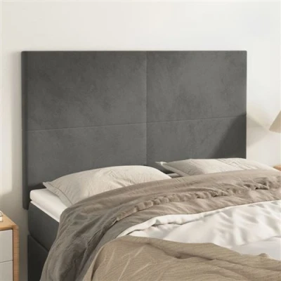 Afbeelding van vidaXL Hoofdborden 4 st 72x5x78/88 cm fluweel donkergrijs