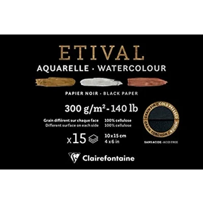 Afbeelding van Aquarelpapier Zwart A6 300 grams Cold Pressed Etival 15 vellen
