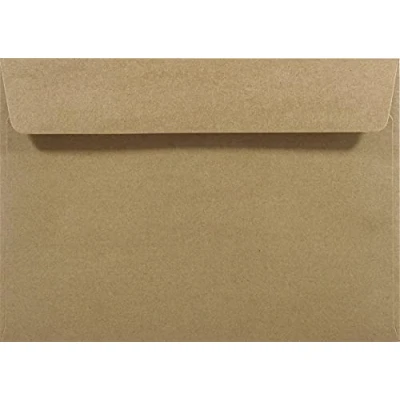 Afbeelding van 25 stuks kraftpapieren enveloppen, C5 formaat, 162 x 229 mm, rechte klep zonder venster, gerecyclede enveloppen van natuurlijk kraftpapier, vintage, C5, bruin, recyclebaar