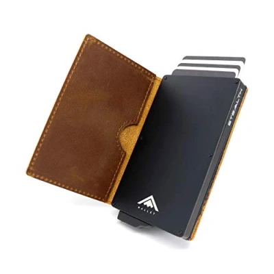Afbeelding van Stealth Wallet Minimalistische portefeuille met pop up kaarthouder, in geschenkdoos, van licht en dun aluminium, creditcard etui RFID /NFC blokkering, Minimalistisch