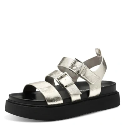 Afbeelding van Tamaris Sandalen met plateauzool, Dames, Maat: 36, Platinum Kunststof