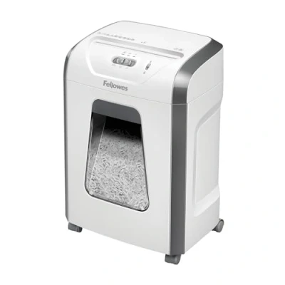 Image de Fellowes destructeur de Document FS 12C, Papier avec agrafes, Trombones et Carte crédit, Coupe croisée, Corbeille extractible 19L, Capacité : 12 Feuilles, Noir, 5020101 Blanc