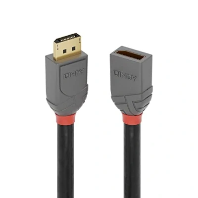 Image de Lindy Anthra Line Rallonge de câble DisplayPort (M) pour (F) 1.4 50 cm rond support 8K60Hz (7680 x 4320) noir