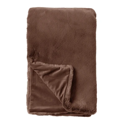 Afbeelding van Dutch Decor ZINZI Plaid 140x180 cm bontlook effen kleur Chocolate Martini donkerbruin