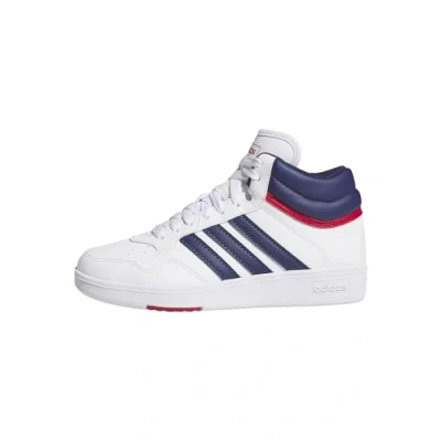 Afbeelding van adidas HOOPS 4.0 MID SHOES schoenen, uniseks, kinderen, Ftwr Wit/Donker Blauw/Team Victory Rood
