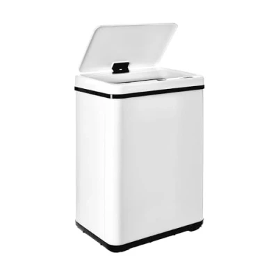 Afbeelding van WELL HOME MOBILIARIO &amp; DECORACIÓN Intelligente afvalemmer zonder voeten, automatisch openen of handmatig contact, 40 liter, hoogte 55,5 (x35,5 x 26), wit.
