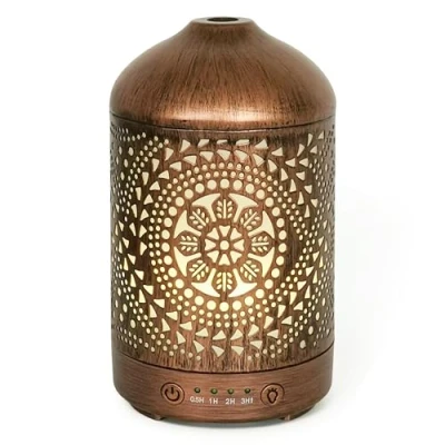 Afbeelding van Earnest Living diffuser voor etherische oliën, metaal, 100 ml, nachttimer en automatische uitschakelfunctie, thuiskantoor, luchtbevochtiger, aromatherapie, oliën