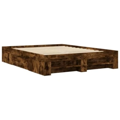 Image de vidaXL Cadre de lit chêne fumé 150x200 cm bois d&#039;ingénierie