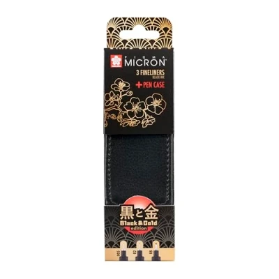 Afbeelding van Sakura Pigma Black and Gold Edition Set 3 in Luxe Etui