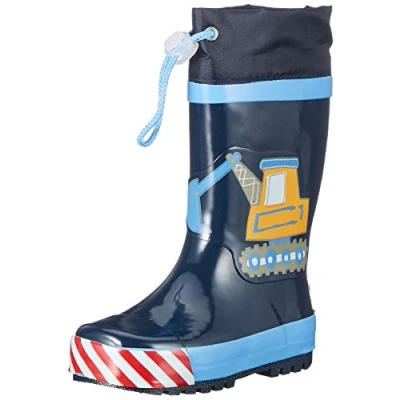 Afbeelding van Playshoes Regenlaarzen voor jongens Bouwwerkplaats Blauw maat 22 23EU