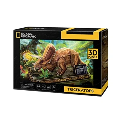 Afbeelding van National Geographic 3D puzzel triceratops, dinosauruspuzzel voor kinderen, kinderen vanaf 8 jaar, 44 stukjes