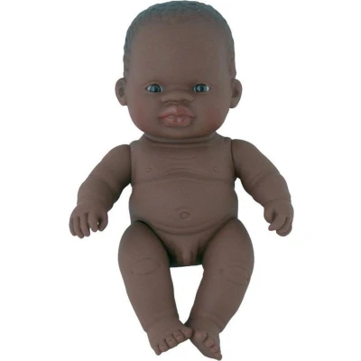 Afbeelding van Miniland babypop afrikaans met ondergoed jongen 21 cm