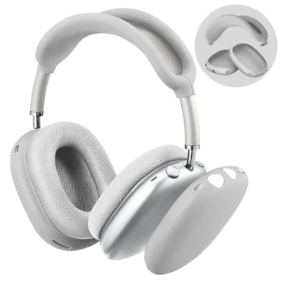 Afbeelding van Fintie Siliconen hoesje compatibel met de nieuwe AirPods Max, krasbestendige oorschelpen en hoofdband voor huidbescherming accessoires grijs