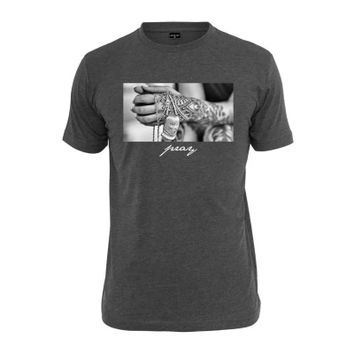 Afbeelding van Mister Tee PRAY Tshirt print, Heren, Maat: Medium, Charcoal