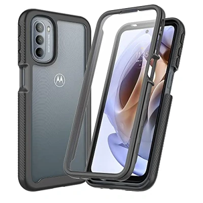 Afbeelding van XINNI Hoesje voor Motorola Moto G51 5G, 360 graden, rondom schokbestendige bescherming met geïntegreerde screenprotector, robuuste buitenhoes zwarte bumper