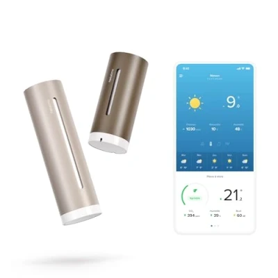 Afbeelding van Netatmo Origineel weerstation 2e generatie binnen en buiten temperatuur, vochtigheid, luchtkwaliteit, UV, pollen, weersvoorspelling compatibel met Apple, Alexa, Google zand NWS S EC