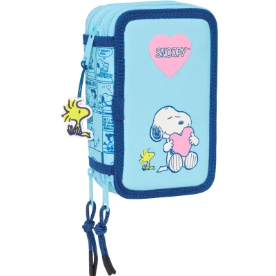 Afbeelding van Schooletui met Accessoires Snoopy Love Blauw 12,5 x 19,5 5,5 cm 37 Onderdelen
