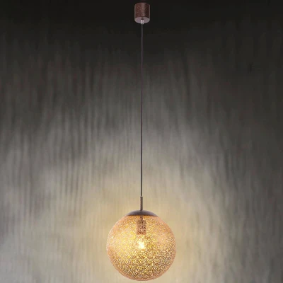 Afbeelding van Paul Neuhaus kreta Landelijke Hanglamp met kap 1 lichts Ø 310 mm Roestbruin Woonkamer Slaapkamer Keuken