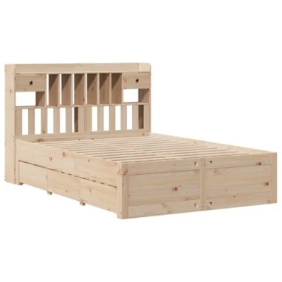 Afbeelding van vidaXL Bed met boekenkast zonder matras massief grenenhout 140x190 cm