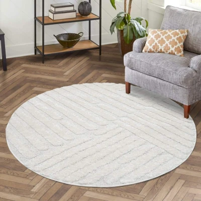 Afbeelding van Vloerkleed Focus Feel ROND Hoogpolig Fluffy Scandinavisch Creme 160 CM