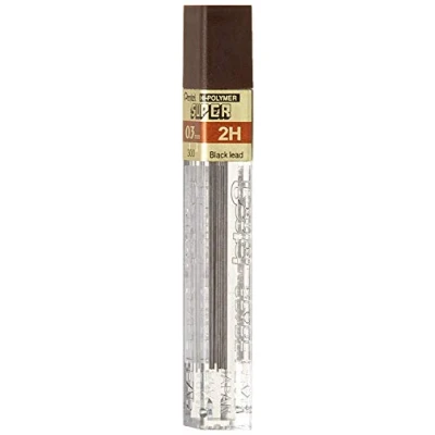 Afbeelding van Potloodstift Pentel 0.3mm zwart per koker 2H