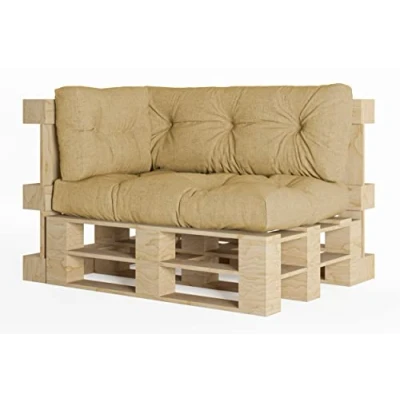Afbeelding van chilly pilley Palletkussen, Eu schuimvlokken, voor palletmeubels, rugleuning, bankkussen, zijkussen, set van veel kussens (3 stuks, beige)