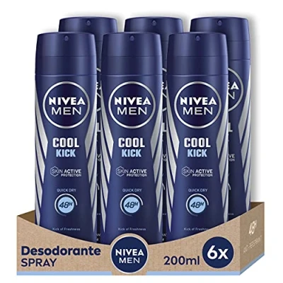 Image de NIVEA MEN Cool Kick Spray en pack de 6 (6 x 200 ml), déodorant pour homme avec un coup fraîcheur, antitranspirant les soins masculins
