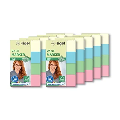 Afbeelding van SIGEL HN604 Bladwijzers van 100% gerecycled papier, 1600 stroken 5 x 2 cm, 4 kleuren