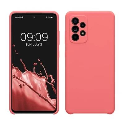 Afbeelding van kwmobile telefoonhoesje geschikt voor Samsung Galaxy A52 / 5G A52s Hoesje met siliconen coating Smartphone case in Pastelkleurig koraal