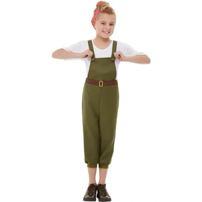 Afbeelding van Smiffy&#039;s Boeren Tirol &amp; Oktoberfest Kostuum Stoere Boerenmeid Leger Meisje Groen Medium Carnavalskleding Verkleedkleding