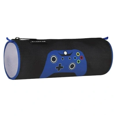 Afbeelding van Let&#039;s Play Zwarte Tube Pennenbakje voor Jongens 22x8x8cm