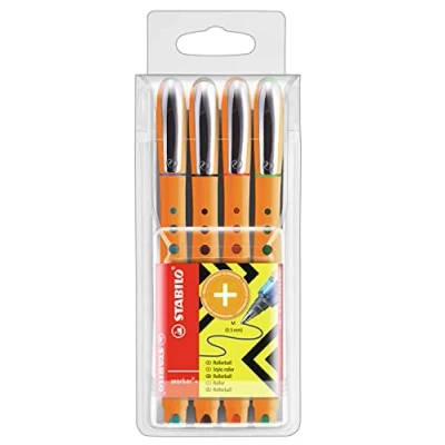 Afbeelding van Stabilo Worker+ Roller 0,5 Mm Etui Van 4 Stuks Assorti Liquid ink