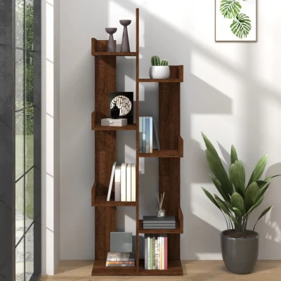 Afbeelding van Boekenkast 48x25,5x140 cm bewerkt hout bruineikenkleurig